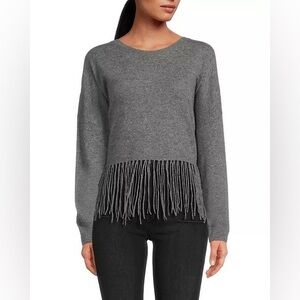 Crush Cashmere‎ Gray Tassel Fringe Sweater